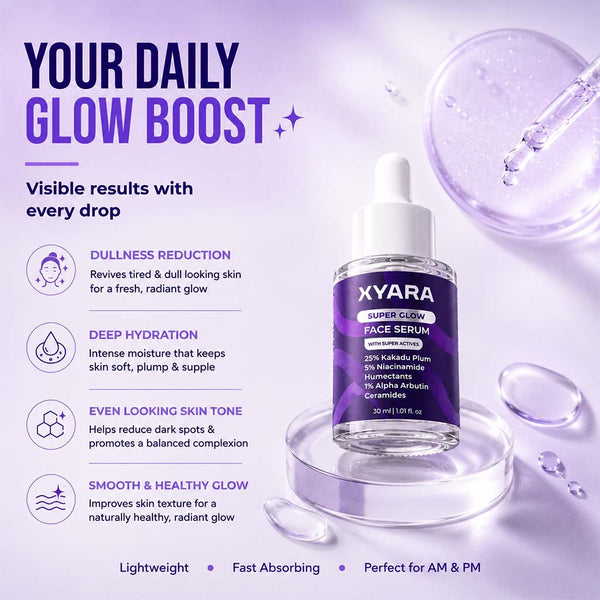 Super Glow Face Serum | 5% Niacinamide | 1% Alpha Arbutin | 25% Kakadu Plum (Vitamin C) -30 ml
